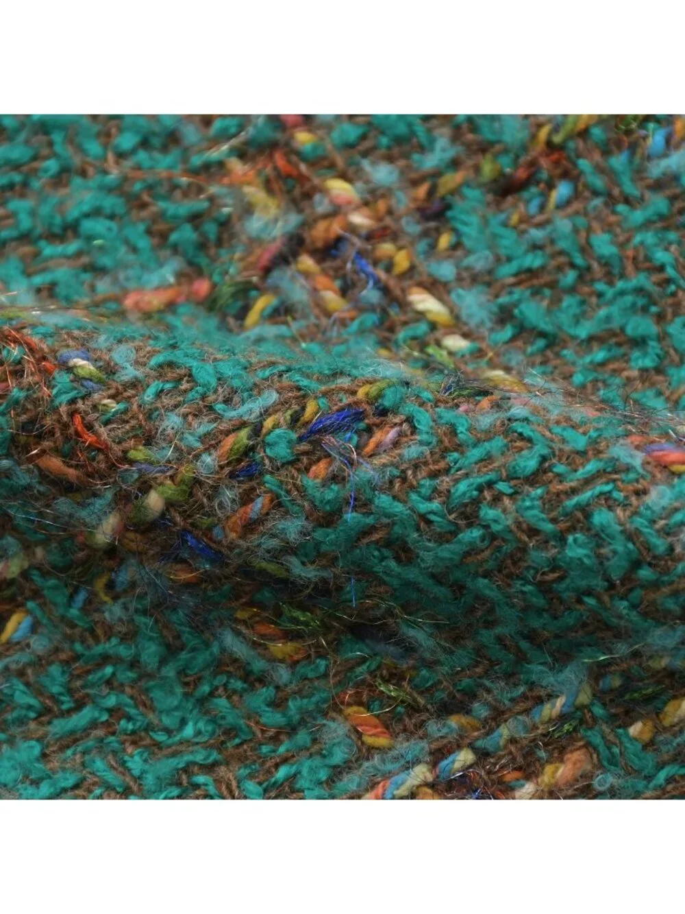 Chanel Tweed Flare Pants CC Logo Green Multicolor